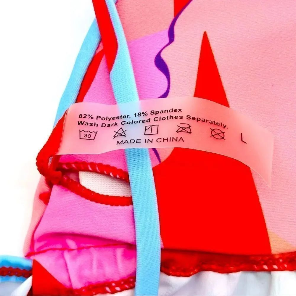 Colorful Triangle Tie Around Neck Bikini Top - Picture 9 of 9